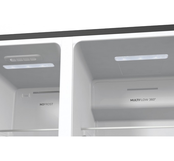 Холодильник SBS Gorenje, 179х70х92см, 2 дв., 376(190)л, А++, NF+, Инв. , Зона св-ти, диспенсер, генератор льда, Внешн.диспл, черный