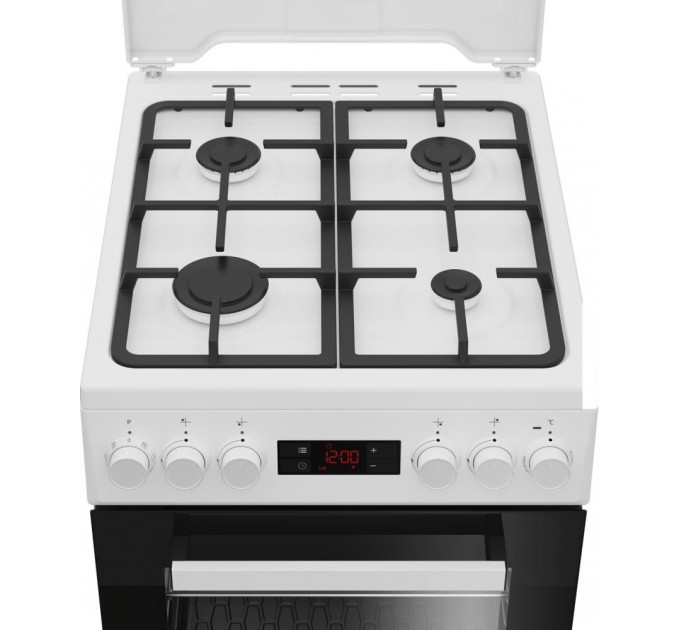 Плита Beko комби, 60л, 50x60см, дисплей, конвекция, чугун, белый