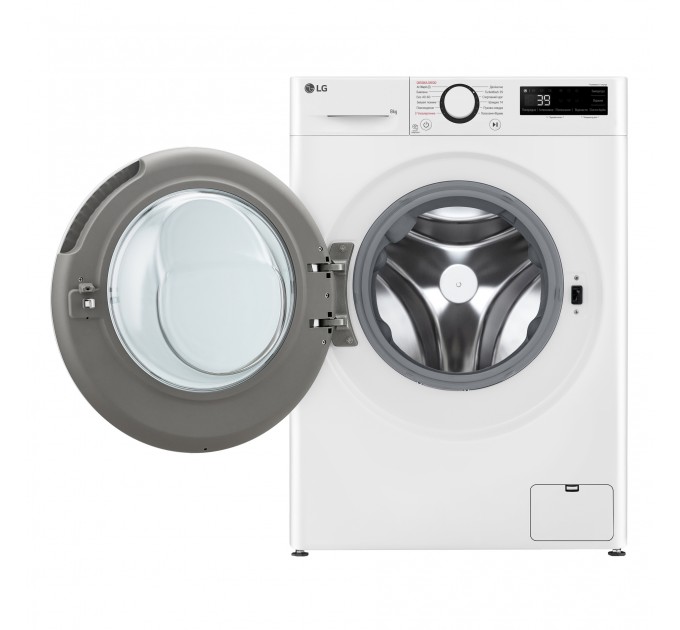 Стиральная машина LG фронтальная, 8кг, 1200, A, 48см, дисплей, пар, инвертор, белый