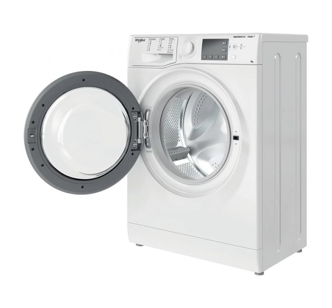 Стиральная машина Whirlpool фронтальная, 7кг, 1200, A+++, 43.5см, дисплей, пар, инвертор, люк черный, белый