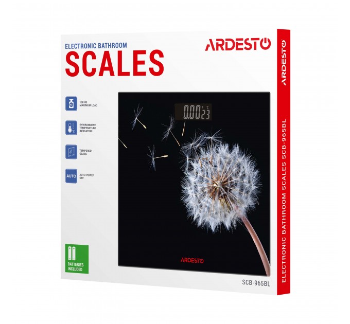 Весы ARDESTO напольные BL, 150кг, AAAx2 в компл, стекло, многоцветные