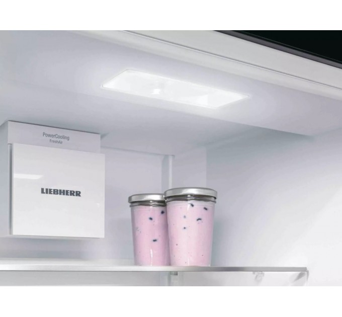Холодильник Liebherr з нижн. мороз., 201.5x59.7х67.5, холод.відд.-266л, мороз.відд.-94л, 2дв., А+++, NF, диспл внутр., чорний