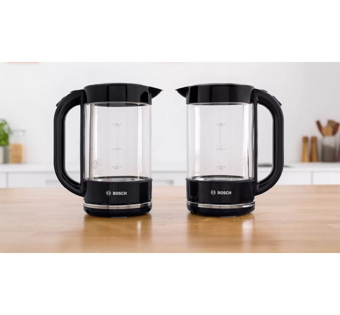 Електрочайник Bosch 1.7л, скло, чорний