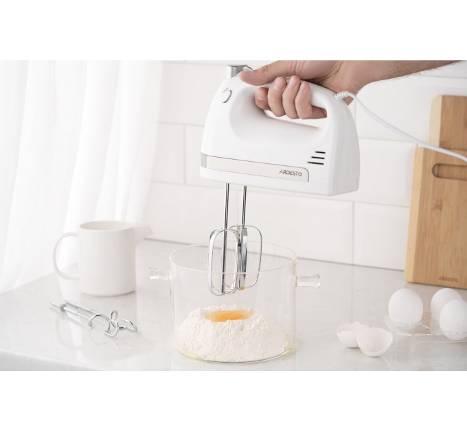 Миксер ARDESTO ручной 300Вт, насадки-4, турборежим, белый