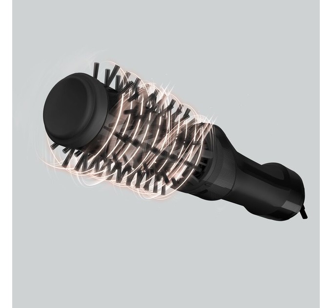 Фен-щетка Rowenta Renewal Brush Active, 1000Вт, режимов-3, иониз-я, хол. обдув, вращ. насадка, 2 насадки, керамика, черный