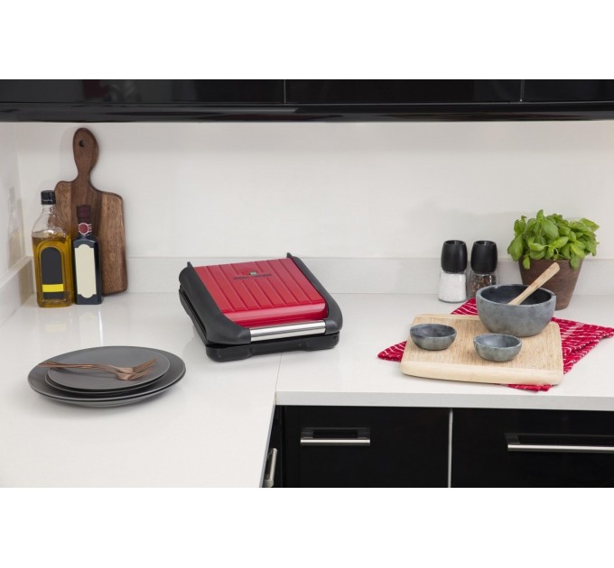 Гриль Russell Hobbs прижимной Compact Steel 1200Вт, темп. режимов-1, металл, крассно-черный