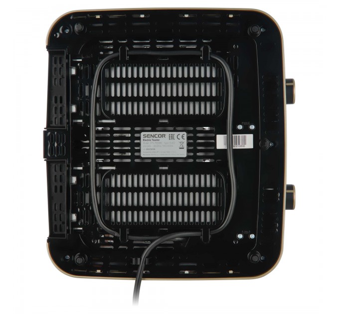 Тостер Sencor 1600Вт, подогрев, разморозка, 4 слота, пластик, черно-золотой