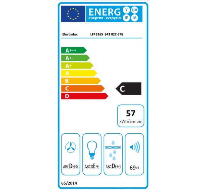 Витяжка Electrolux телескопічна, 59см, 410м.куб/год., сірий