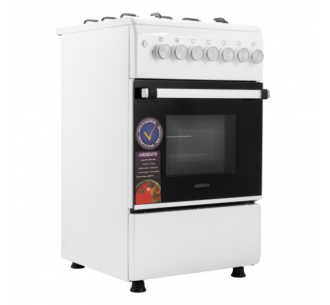 Плита ARDESTO газовая, 50л, 50x60см,электроподжиг, таймер, форсунки LPG (подключение газового баллона), белый