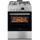 Плита Electrolux комбинированная 3 газ + 1 электро, 58л, 60x60см, дисплей, конвекция, пар, нерж