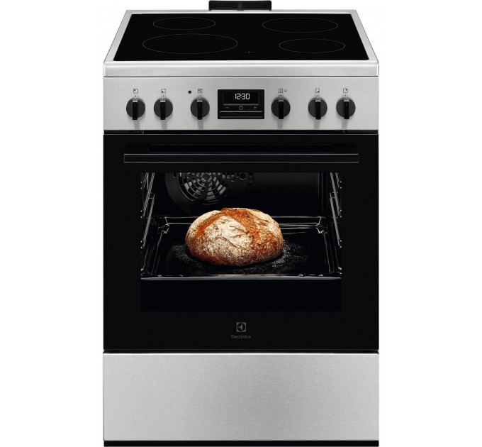 Плита Electrolux электрическая стеклокерамическая, 58л, 60x60см, дисплей, конвекция, пар, нерж