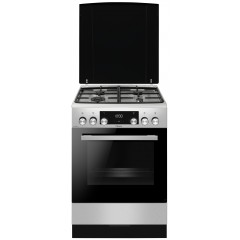 Плита Hansa комби, 77л, 60x60см, дисплей, конвекция, чугун, нерж