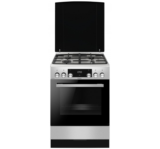 Плита Hansa комби, 77л, 60x60см, дисплей, конвекция, чугун, нерж