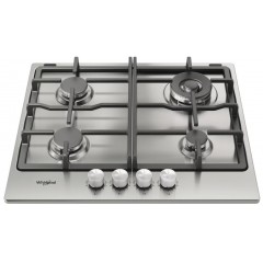 Варильна поверхня Whirlpool газова, 60см, чавун, конфорка з подвійним рядом полум'я, нерж