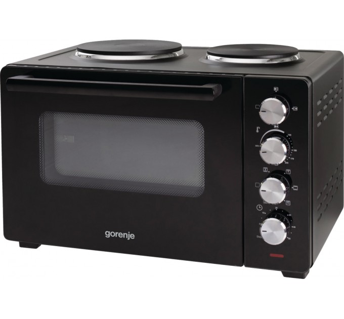 Мини печь Gorenje, 30л, 52x32х40.5см, 2 електрич. комф., чорный
