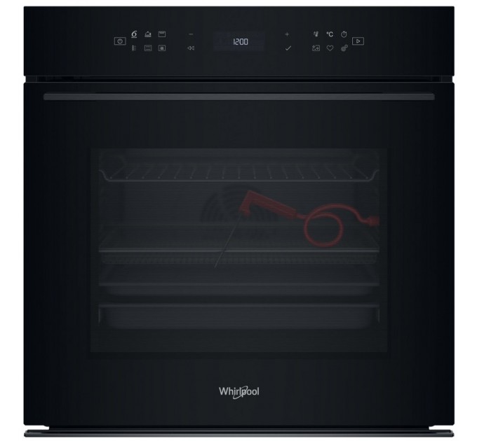 Духова шафа Whirlpool електрична, 73л, A+, дисплей, конвекція, піроліз, телескопічні напрямні, чорний