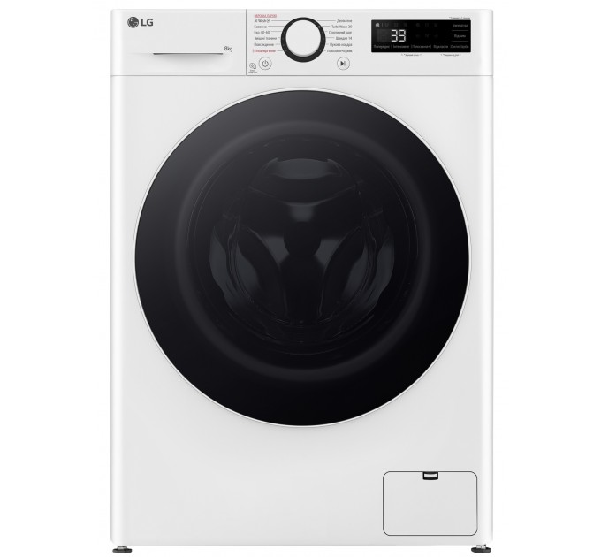 Стиральная машина LG фронтальная, 8кг, 1200, A, 48см, дисплей, пар, инвертор, белый