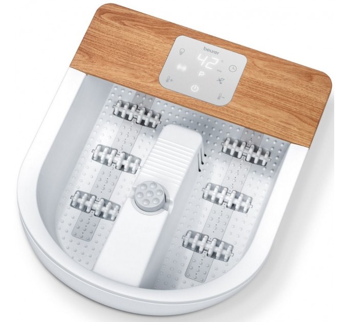 Масажна ванночка Beurer для ніг, від мережі, 3 режими, 3 насадки, сенс. керув., біло-коричневий