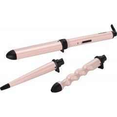 Мультистайлер Babyliss Curl & Wave Trio Styler, 58Вт, темп.режимов-2, 180°C, 210°C , термо коврик, перчатка , керамика, черно-розовый