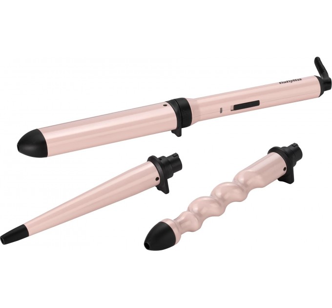 Мультистайлер Babyliss Curl & Wave Trio Styler, 58Вт, темп.режимов-2, 180°C, 210°C , термо коврик, перчатка , керамика, черно-розовый