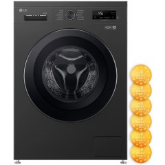 Стиральная машина LG фронтальная, 6.5кг, 1200, A+++, 44см, дисплей, пар, инвертор, черный