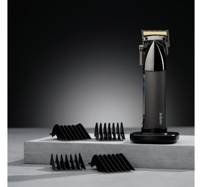 Машинка для стрижки Babyliss Super-X Metal Series, акум., насадок-12, быстрая заряд, сумка для хранения, сталь с графитовим покрытием, чорно-серебр.