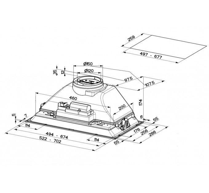 Вытяжка Faber встраиваемая, 70см, 559м.куб/ч, Inka Smart C Lg A70, светло серый
