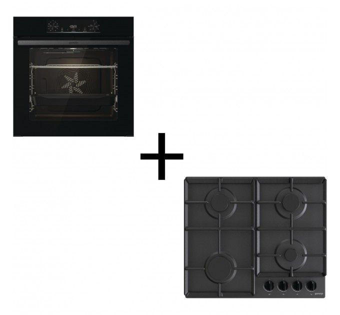 Комплект Gorenje (духовка електрична BO6735E02BK + поверхня газова G641EB), 740147, чорн