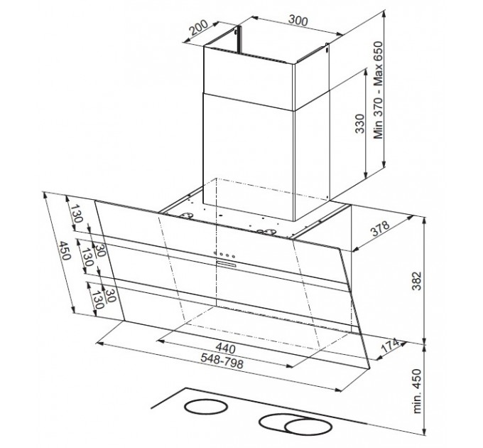 Вытяжка Faber наклонная, 55см, 1219м.куб/ч, Steelmax Ev8 Led Wh A55, белый/нерж
