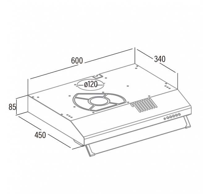Витяжка Cata пласка, 60см, 350м.куб/год, LF 2060 x, нерж
