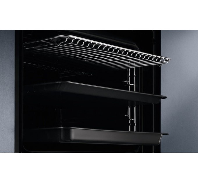 Духовой шкаф Electrolux электрический, 72л, A+, пар, дисплей, конвекция, пиролиз, телескопические направляющие, черный