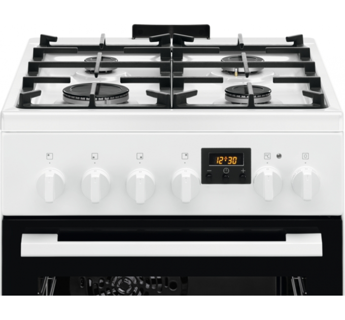 Плита Electrolux комбинированная, 57л, 50x60см, дисплей, конвекция, чугун, белый