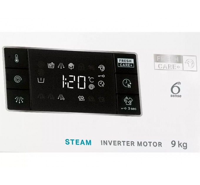 Стиральная машина Whirlpool фронтальная, 9кг, 1400, A+++, 60см, дисплей, пар, инвертор, люк черный, белый