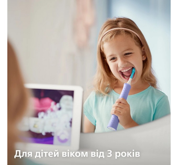 Щетка зубная электр. Philips Sonicare For Kids, 62т. колеб/мин, насадок-2, фиолетовы