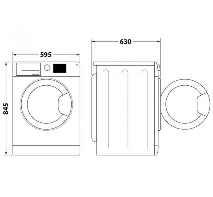 Стиральная машина Whirlpool фронтальная, 9кг, 1400, A+++, 60см, дисплей, пар, инвертор, люк черный, белый