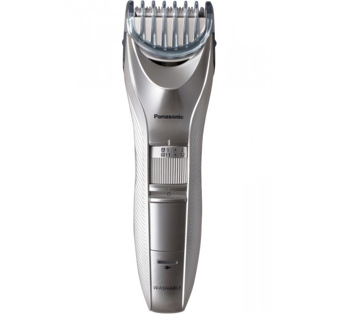 Тример Panasonic, для бороди, вусів і голови, мережа+акум., насадок-2, кейс, сталь, сріблястий