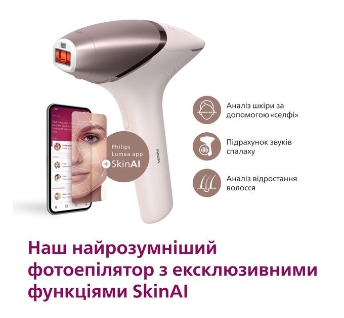 Фотоэпилятор Philips Lumea IPL 9900 Series, аккумуляторный, кол-во вспыш-450000, 2- 4 см2, футляр, насадок-4, розовый