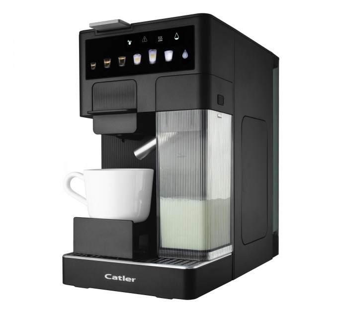 Кавоварка Catler капсульна Renzo 1.6л, капсули, мелена кава, сенсорне керування, автоматичний капучинатор, чорний
