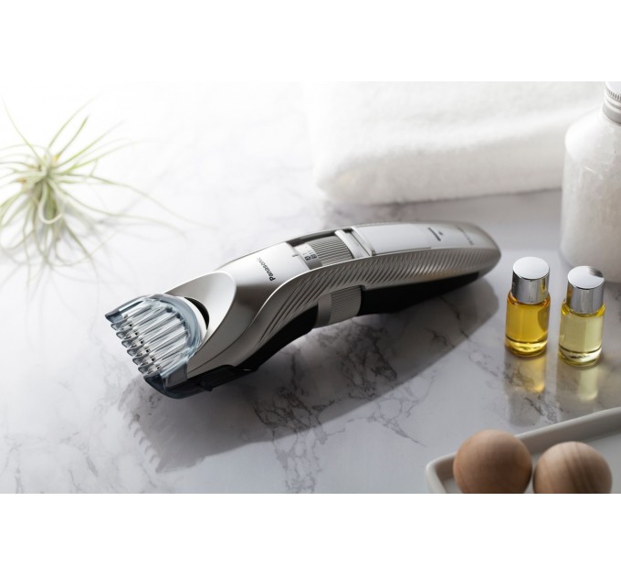 Тример Panasonic, для бороди, вусів і голови, мережа+акум., насадок-2, кейс, сталь, сріблястий