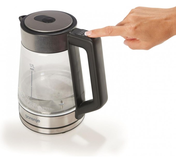 Электрочайник Gorenje 1.7л, 2,200 Вт, стекло, нерж