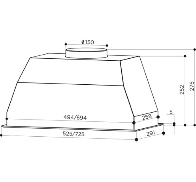 Вытяжка Faber встраиваемая, 72см, 920м.куб/ч, BI 70 SS 2LS, нерж