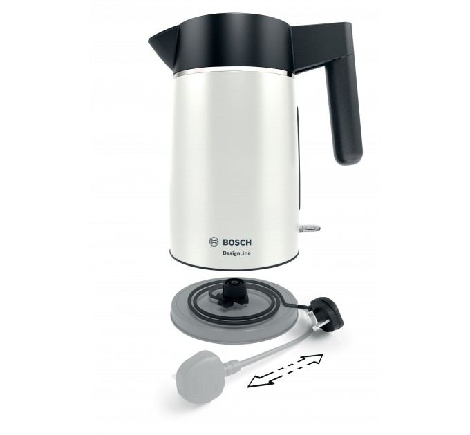 Электрочайник Bosch, 1.7л, металл, белый