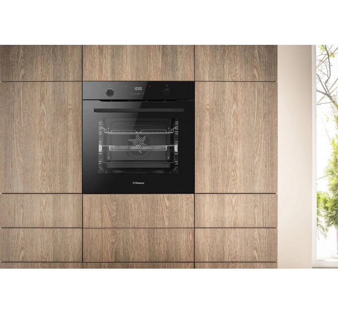 Духовой шкаф Hansa электрический, 77л, А, дисплей, конвекция, черный