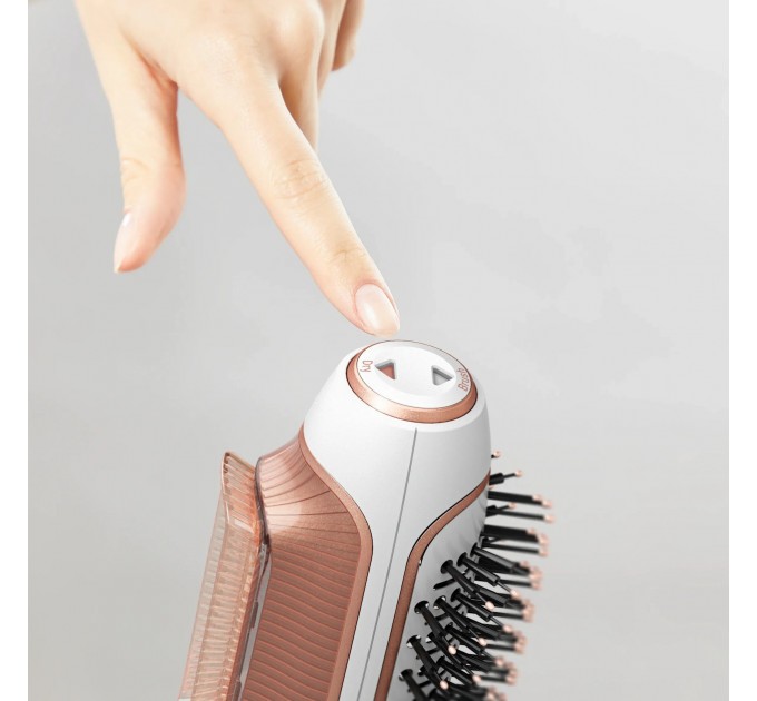 Фен-щетка Rowenta Reverso Dry&Brush 2в1, 1200Вт, режимов-3, иониз-я, хол. обдув, насадок-2, керамика, бело-золотистый