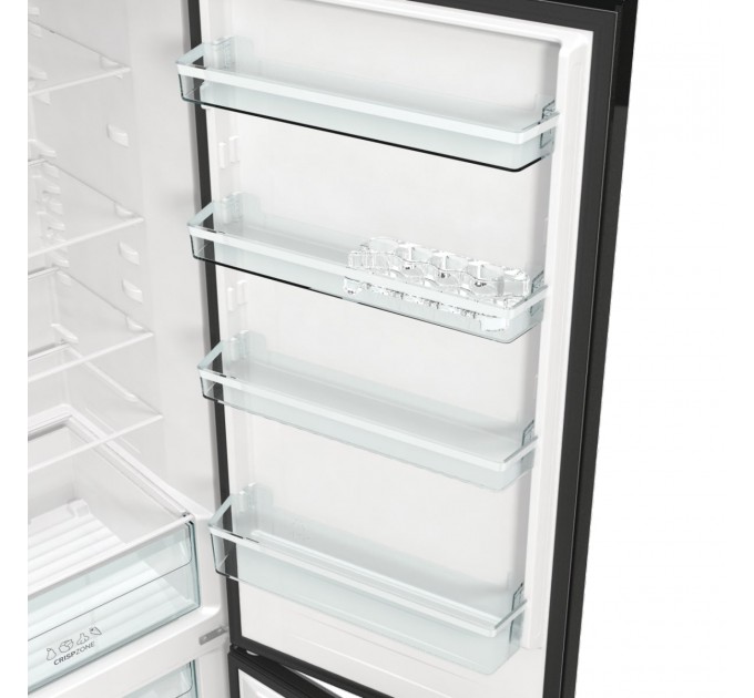 Холодильник з нижн. мороз. камерою Gorenje, 200х60х60см, 2 двері, 235( 96)л, А++, NoFrost+ , LED дисплей, Зона св-ті, чорний