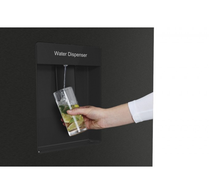 Холодильник SBS Gorenje, 179х67х92см, 2 дв., 353(191)л, А++, NF+, Инв. , Зона св-ти, диспенсер, генератор льда, Внешн.диспл, черный