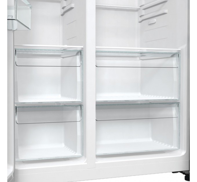 Холодильник SBS Gorenje, 179х67х92см, 2 дв., 353(191)л, А++, NF+, Инв. , Зона св-ти, диспенсер, генератор льда, Внешн.диспл, черный