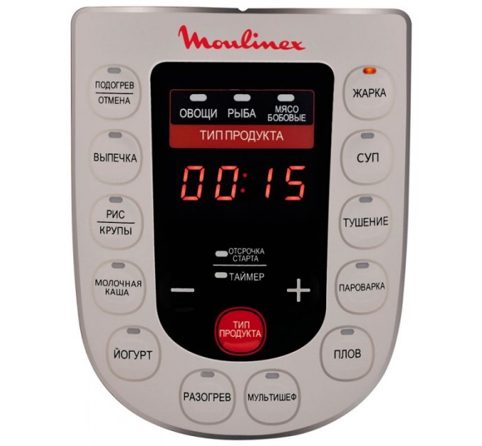 Мультиварка-скороварка Moulinex, 1000Вт, чаша-5л, сенсорное управл., металл/пластик, белый