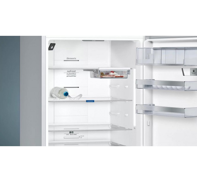 Холодильник Siemens с нижн. мороз., 192x70х80, холод.отд.-400л, мороз.отд.-105л, 2дв., А++, NF, дисплей, нерж