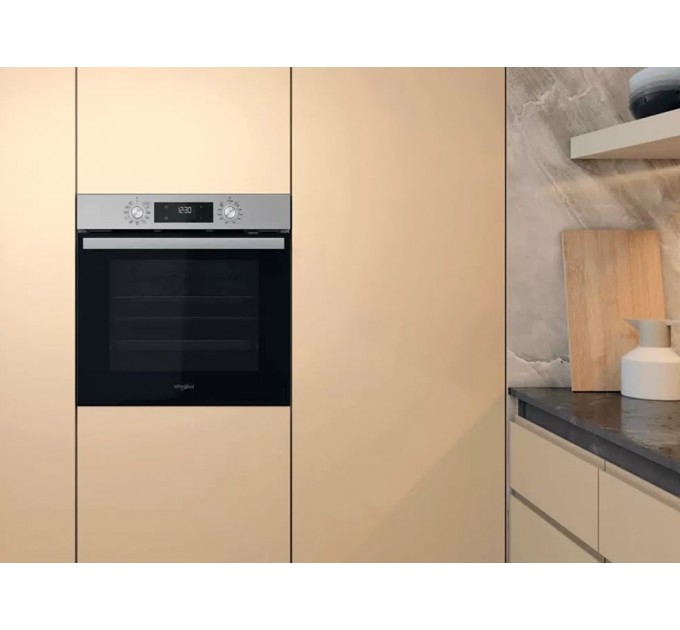 Духова шафа Whirlpool електрична, 71л, A+, дисплей, конвекція, телескопічні напрямні, нерж